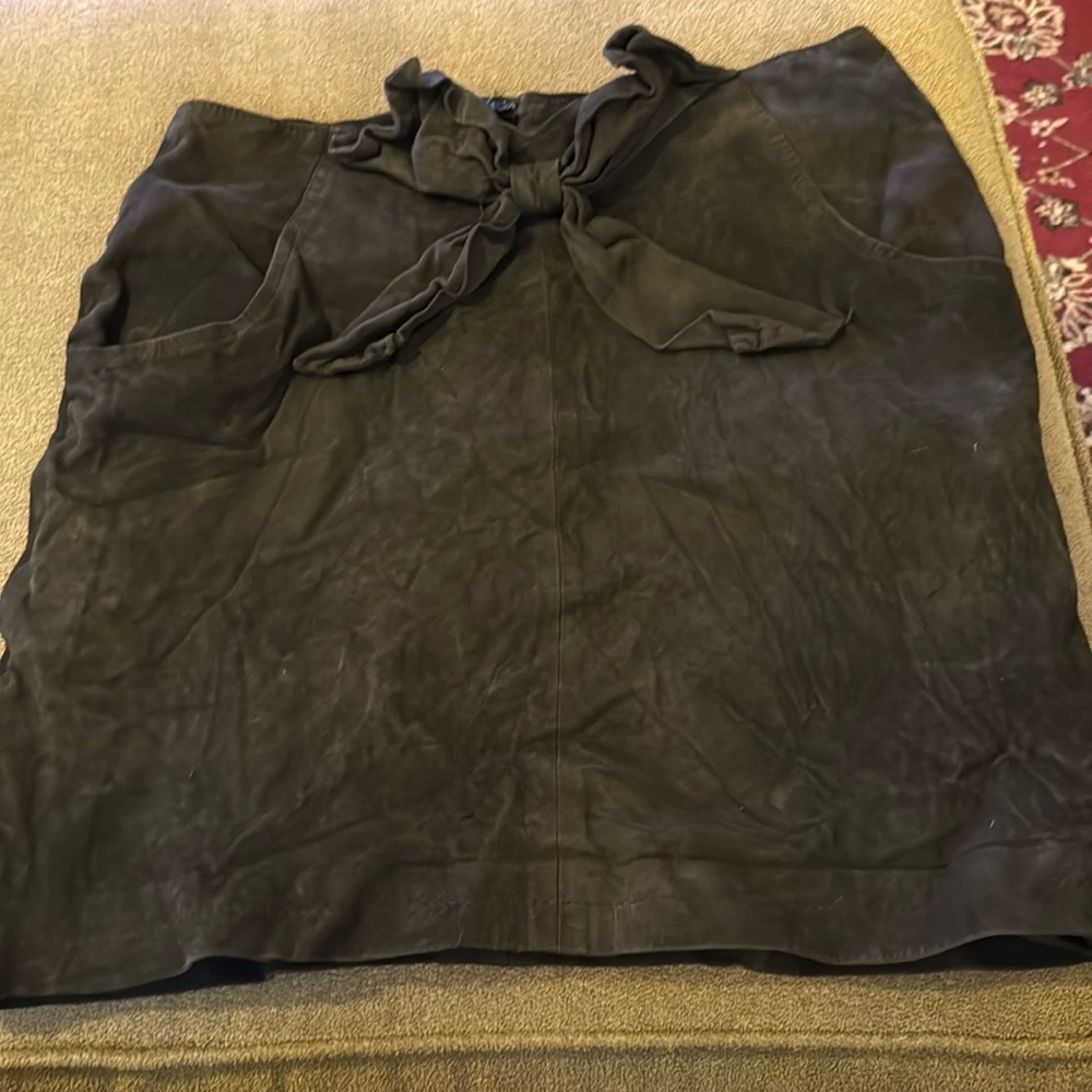 Leathercult Custom-Made Brown Suede Leather Skirt Lined See Measurements (TD)